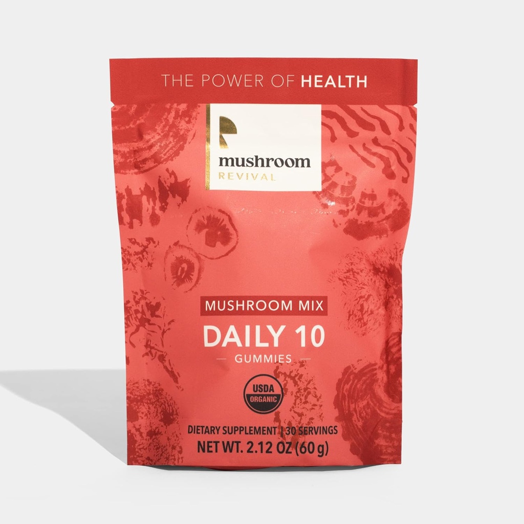 Renouveau de champignons, biologique, tous les jours 10 mélanges de champignons, 2.12 Ounces, non-OGM, végétalien, sans gluten, kéto, sans lait