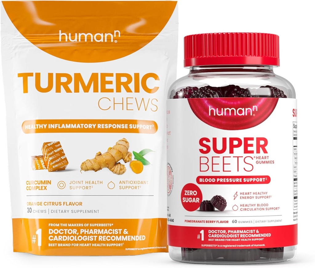 Humannes Turmeric Chews and Heart Gummies Zéro sucre