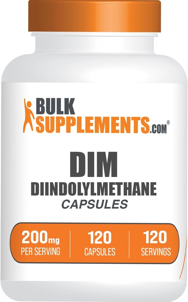 BulkSupplements.com Capsules DIM - Diindolylméthane Capsules pour hommes et femmes, DIM 200mg, sans gluten, 1 Capsule par portion, 120 Nombre (paquet de 1)
