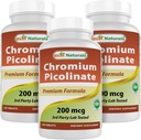 Best Naturals Chromium Picolinate 200 mcg 240 Tablets (240 Count (Pack of 3))