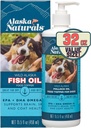 Alaska Naturals Wild Alaskan Fish Oil Complement for Dogs Skin and Coat with EPA DHA Omega 3 Fatty Acides Sustainable Liquid Food Topper 32 oz. Pompe