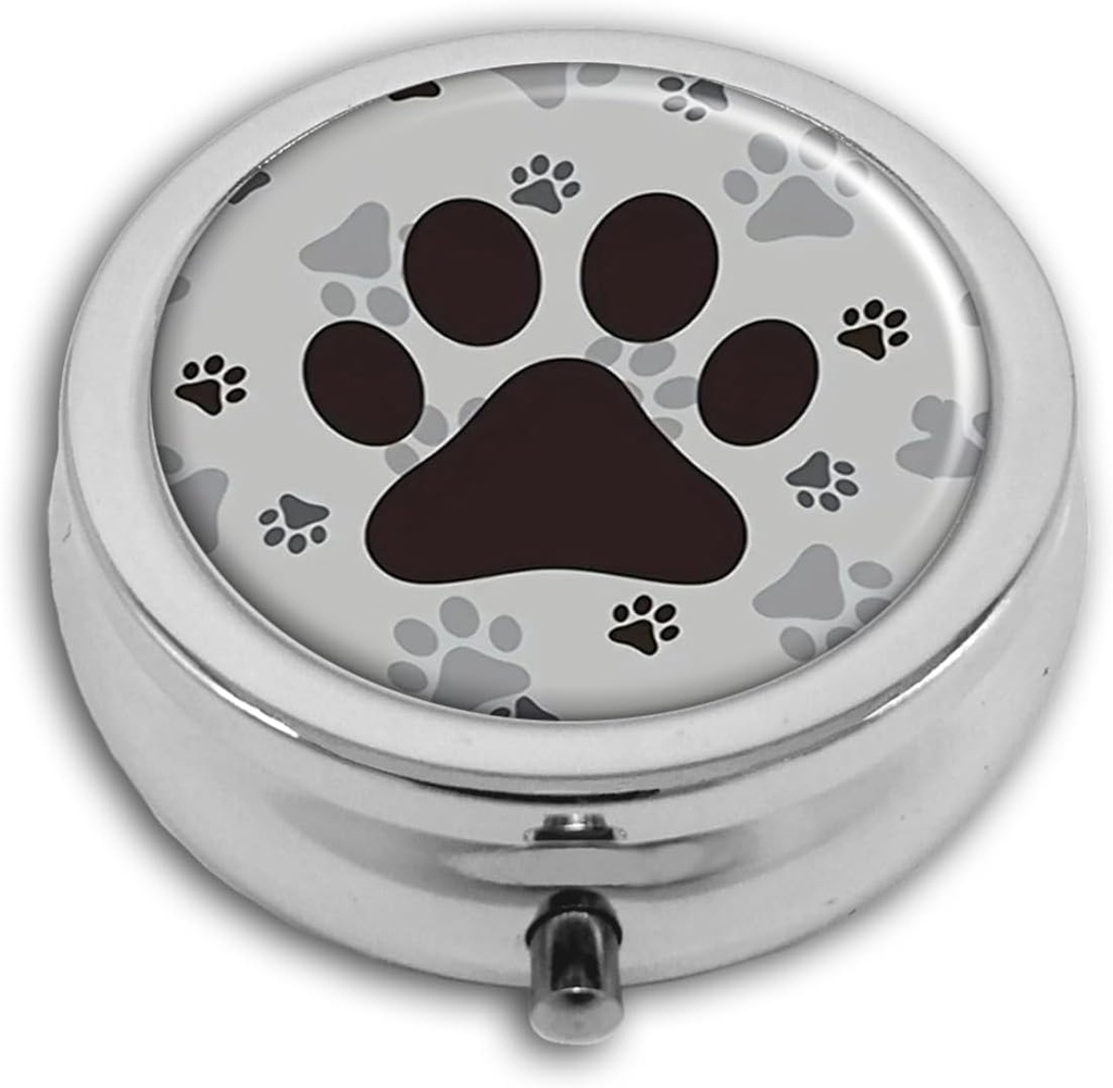 Pill Box of Pocket Purse 3 Compartiment Medicine Holder Travel Pill Case Decorative Box Vitamine Pill Organizer Unique Don Animal Footprints Pattern