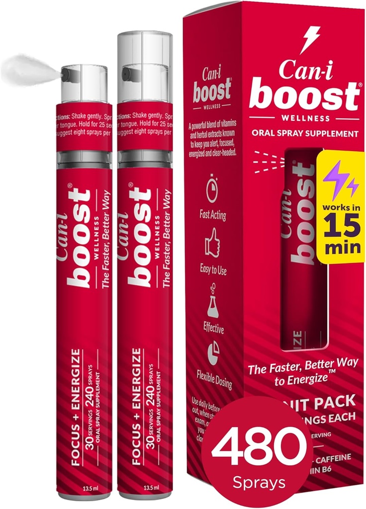 Can-i Boost Energy Spray pour les femmes en ménopause et en périménopause soutenant rapidement l'oubli et le brouillard cérébral, 60 portions