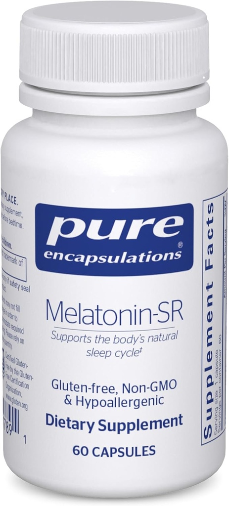 Encapsulations pures Melatonine-SR - Libération prolongée Melatonine - Soutient le sommeil reposant* - Supplément sommeil - Sans gluten et végétalien - 60 capsules