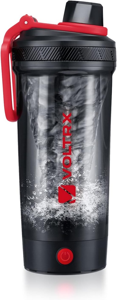 Bouteille de shaker VOLTRX, Gallium USB C Mélangeur de protéines électriques rechargeables, tasses de shaker pour les shakes de protéines et de substitut de repas, sans BPA, fait avec Tritan, 24oz, rouge