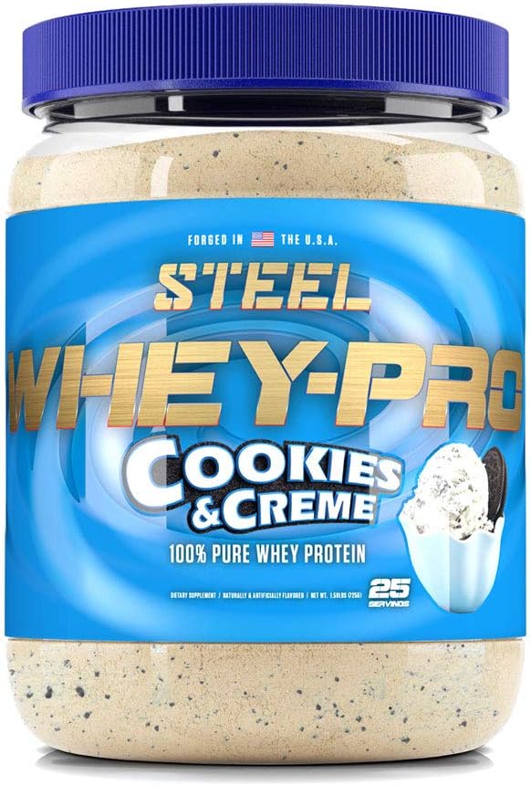 Suppléments d'acier Whey-Pro... 100% Pure Whey Protéine Poudre pour les hommes et les femmes... Cookies et crème...