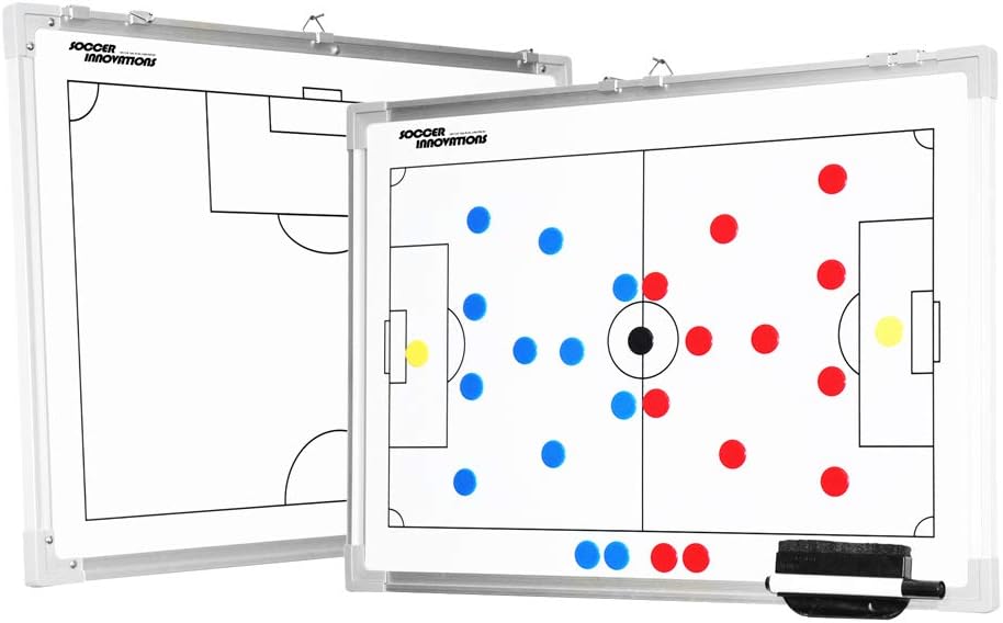 Innovations de soccer Double face en aluminium magnétique entraîneurs Tactique Board avec clips suspendus muraux