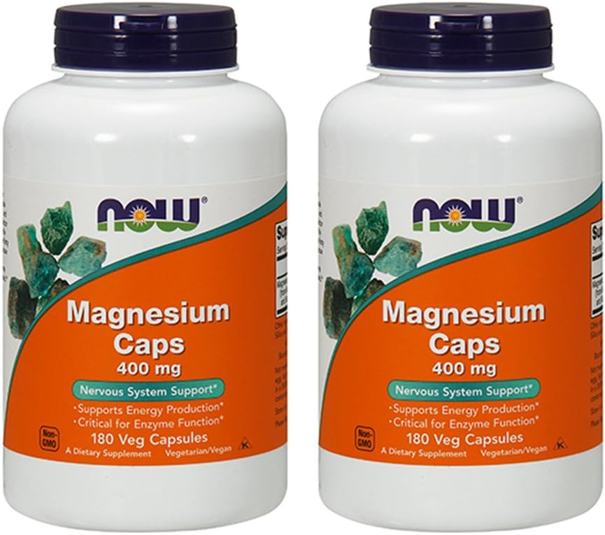 MAINTENANT Magnésium 400mg,180 Capsules (paquet de 2)