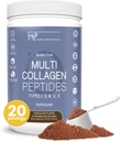 Protéines pour un mode de vie sain - Peptides multicollagènes hydrolysés Poudres de types I, II, III, V et X - Fovine de l'herbe, poulet marin à l'état sauvage - sans gluten (chocolat, 8 oz)