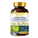 Véda biologique Ginkgo Biloba Cerveau de Bacopa Turmeric pour la mémoire, l'humeur et le focus avec Ashwagandha - Concentration, énergie et booster cerveau, articulations saines et support de circulation - 60 Capsule Vegan