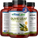 FineLand Olive Leaf Extract 50x – 25 000mg Eq. par service , 160 Caps végétaliens, extrait d'olive avec 20% Oleuropein , supplément antioxydant à base de plantes pour le support circulatoire et immunitaire, fabriqué aux États-Unis