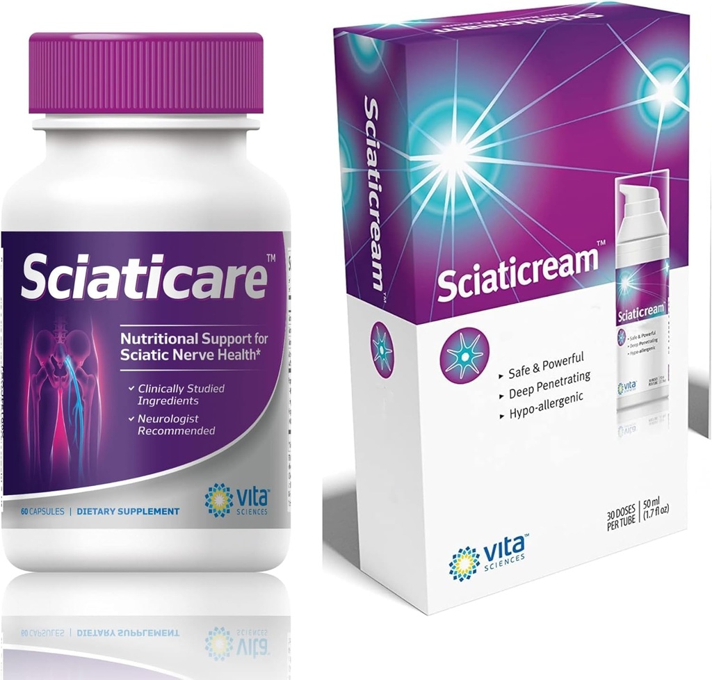 Ultimate Sciatic Nerve Support Bundle Sciatica Nerve Supplément apaisant et crème Sciatica