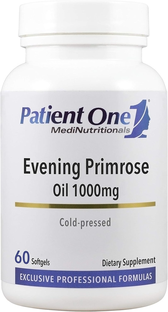 Patient One Evening Primrose Oil 1000mg | Supplement to Support Healthy Skin and Joint Comfort* | Solvent-Free, Cold-Pressed Oil | 60 Softgels