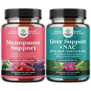 Ensemble de complément à la ménopause pour les femmes avec Dong Quai, Vitex Chaste Berry & Black Cohosh et soutien du foie Supplément NAC avec chardon de lait, Artichaut, Choline & Beetroot pour désintoxication et réparation