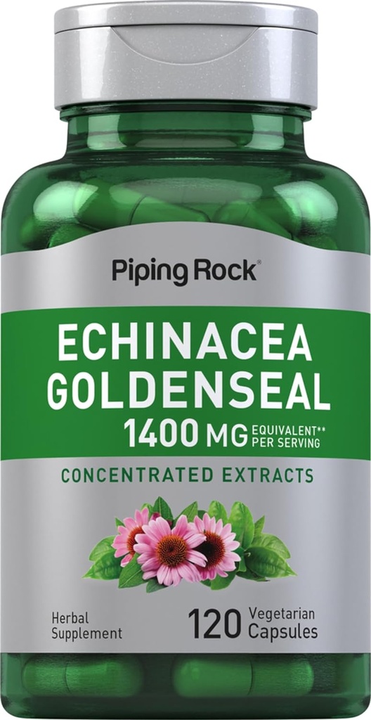 Piping Rock Echinacea Capsules de seaux d'or (en anglais seulement) 1400mg (en anglais seulement) 120 Capsules végétariennes (en anglais seulement)