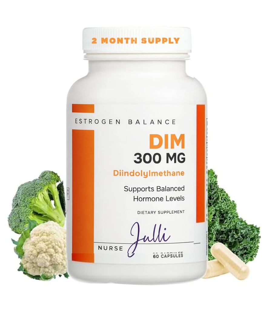 Supplément d'estrogène DIM pour les femmes - Hormone Balance & Harmony Support pour la ménopause, PCOS et l'acné hormonal avec propriétés antioxydantes - 300 Mg, 60 Compte (paquet de 1)