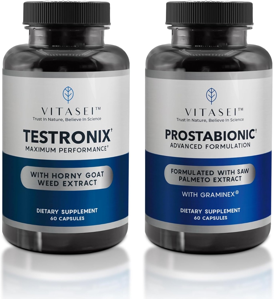 VITASEI Testronix Booster pour hommes (60 capsules) + Prostabionic Prostate Dietary Suppléments pour hommes (60 capsules)