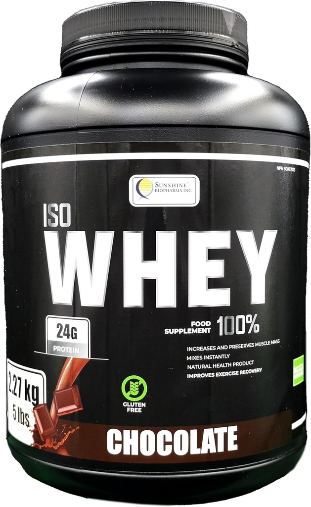 Poudre IsoWhey Protein 5lb (2,27kg), Protéine de lactosérum ultra filtrée pour maintenir et augmenter la masse musculaire maigre dans un corps de maigre fort (chocolat)