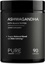 Ashwagandha biologique 1300mg avec poivre noir – Natural Stress Relief & Energy Support – 90 Capsules Vegan – Mood & Adrenal Support Supplément – Non-OGM, Fabriqué aux États-Unis