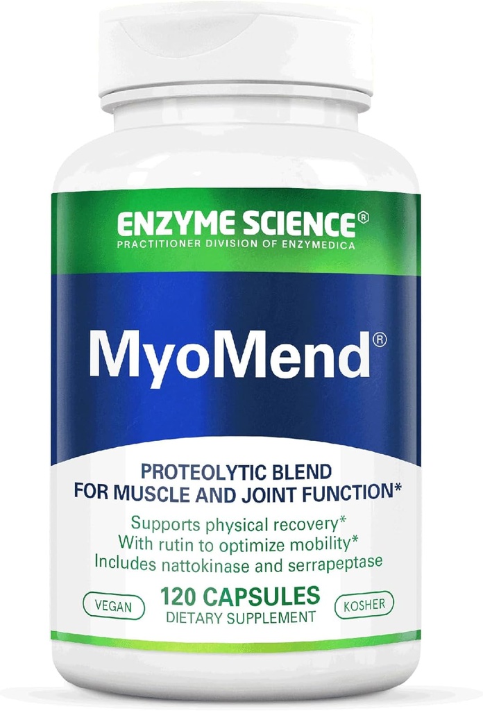 Enzyme Science Myomend – Supplément de soutien conjoint – Formulé avec Bromelain, Rutin, Nattokinase et Serrapeptase – Supplément de santé enzymatique – Vegan et Kosher - 120 Capsules