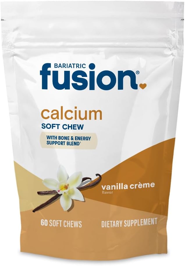 Fusion bariatrique Supplément de calcium bariatrique Mâches Citrate de calcium avec Vitamine D3 Vitamine bariatrique , sans sucre Mâche 500mg , Vanille 60 Compte