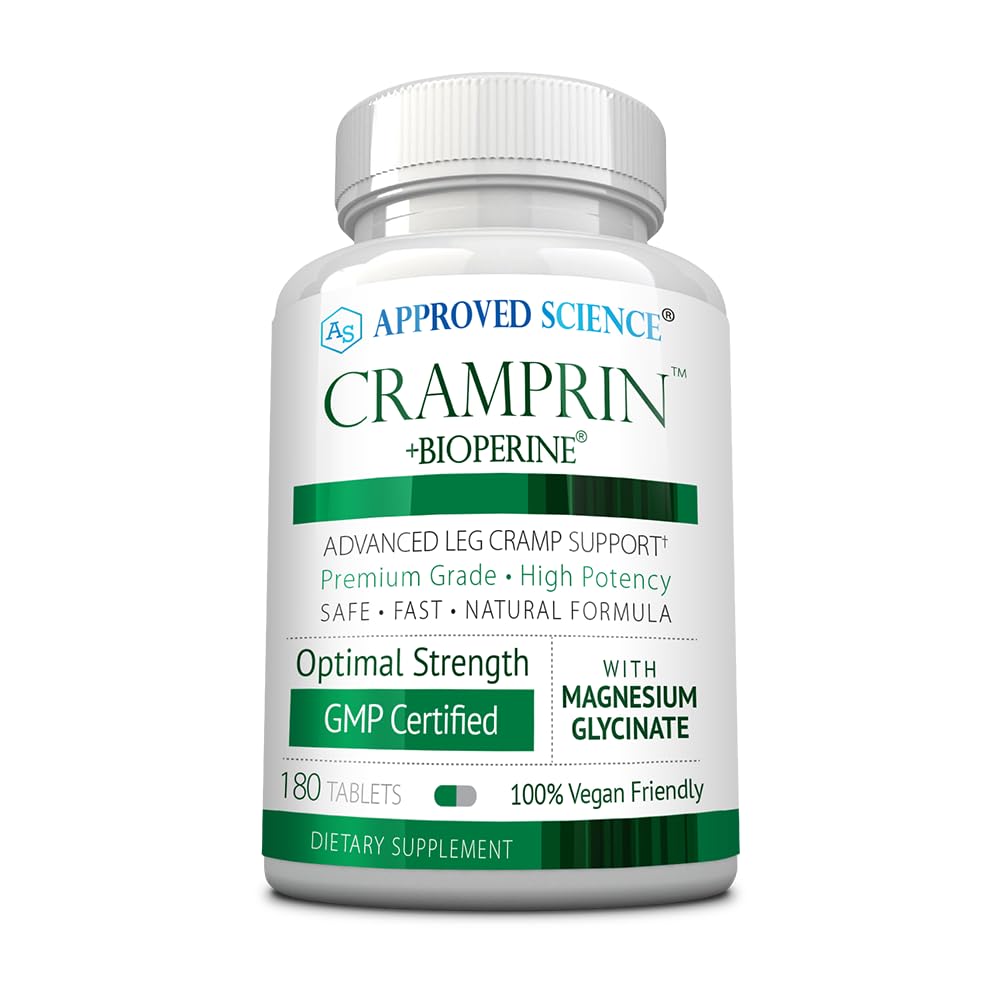Cramprine scientifique approuvée - Magnésium à haute absorption, complexe de vitamine B, biopérine - Approvisionnement de 3 mois - 180 capsules - végétalien