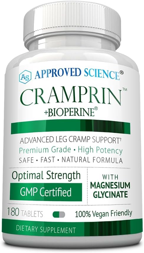 Cramprine scientifique approuvée - Magnésium à haute absorption, complexe de vitamine B, biopérine - Approvisionnement de 3 mois - 180 capsules - végétalien