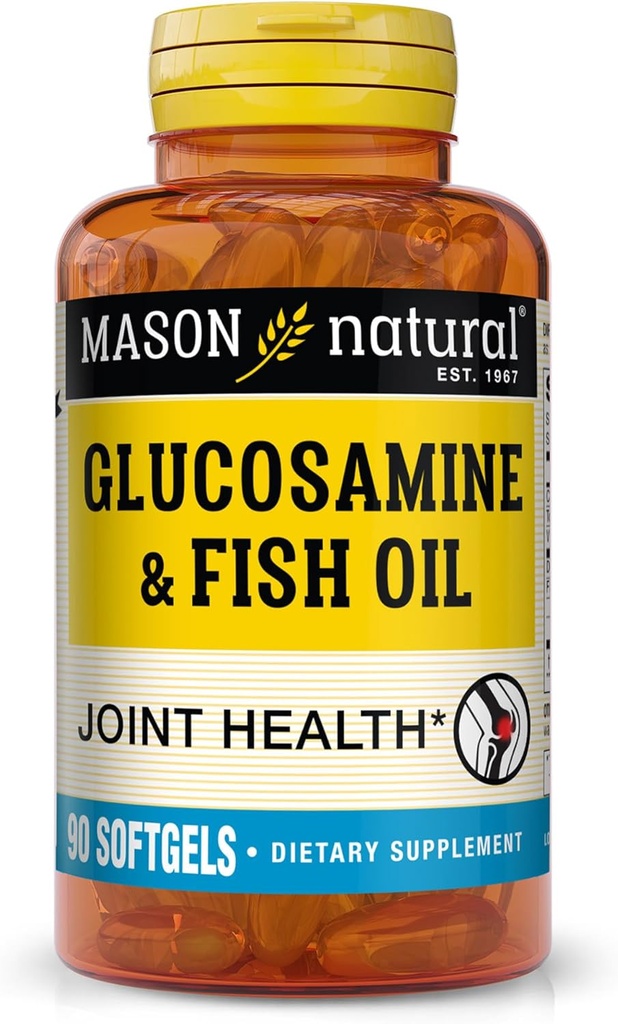 MASON NATURAL Glucosamine & Fish Oil Supplement with DHA & Omega 3 for Joint & Muscle Support, 1 Month Supply Softgel Pills