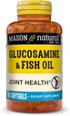 MASON NATURAL Glucosamine & Fish Oil Supplément avec DHA & Omega 3 pour le soutien articulaire et musculaire, 1 mois d'approvisionnement pilules softgel