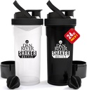 DAN RIVER 2-Pack Bouteille de Shaker de 24 oz en plastique Protein Shaker & Mixer de Twist & Lock Design for Smoothies & Protein Mixes de Durable, fuite-proof, facile à nettoyer