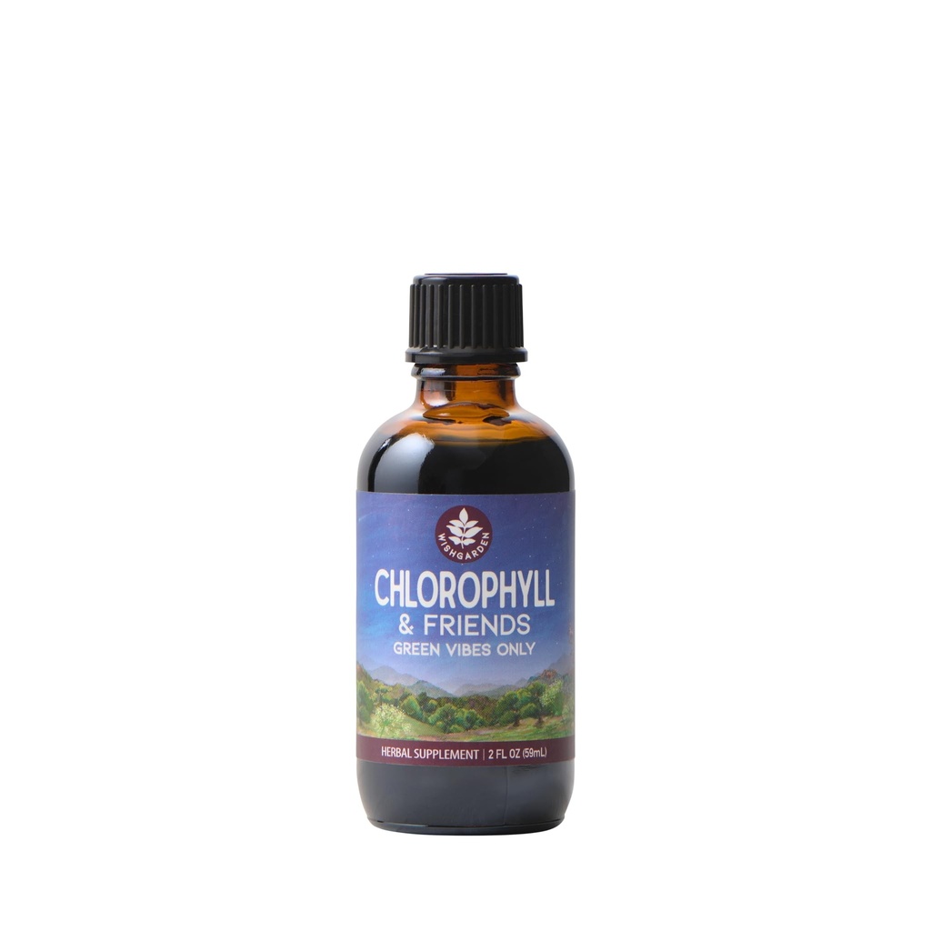 WishJarden Herbes Chlorophylle & Amis - Chlorophylle gouttes liquides avec feuille de nébuleuse, basilic, feuille de Moringa et menthe poivrée, soutient l'augmentation de l'énergie, l'Immune saine, et réponse au stress, 2oz