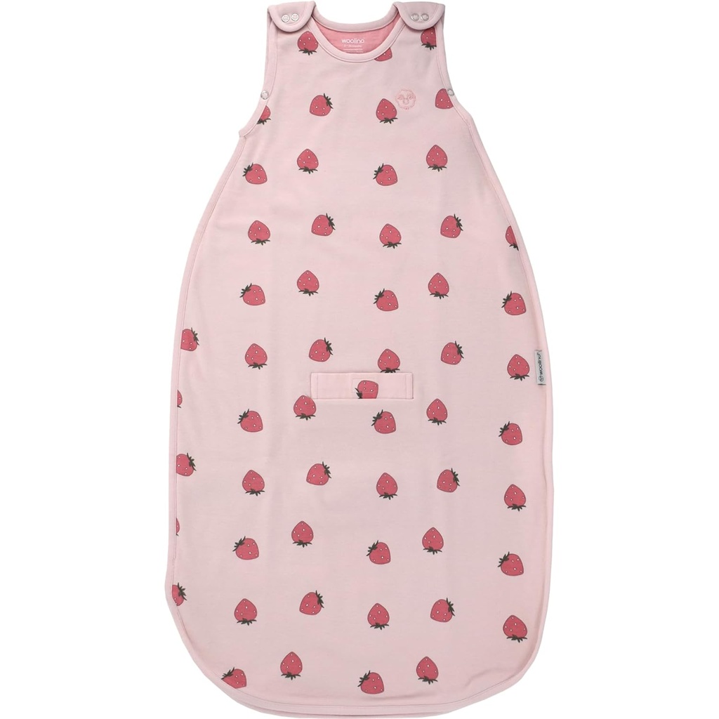 Woolino Merino Laine et coton biologique Ultimate Baby Sleep Sack - Couverture Wearable bébé 4 saisons - Sac de couchage réglable à fermeture éclair à deux voies - Taille universelle (2-24 mois) - Fraise