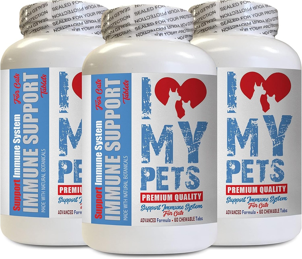 I LOVE MY PETS LLC cat Heart Health - CAT Immune Support - Booster - Healthy Supplement - cat Coat Supplement - 180 Treats (3 Bottles)