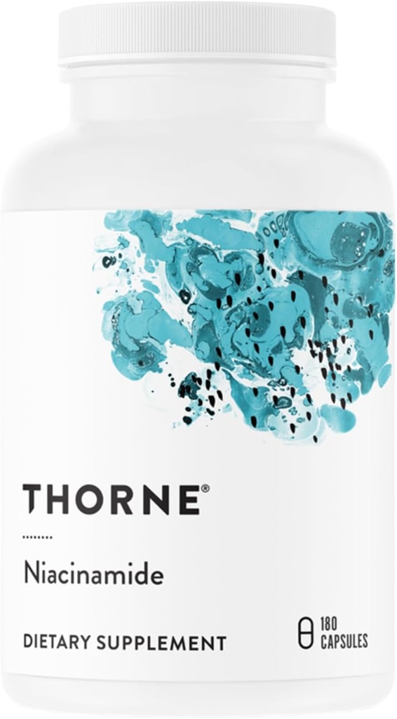 THORNE - Niacinamide - 500 mg Niacin - Forme de vitamine B3 non-fuyante - Soutien à la santé, à la peau et au sommeil reposant* - Sans gluten - 180 capsules