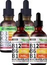 NUSAVA Vitamine B12 gouttes liquides et mélange de D3 K2 aromatisé aux fraises - Vitamines liquides pour le coeur, l'articulation, l'énergie et l'immunité - Non-OGM, sans gluten, 2pk Chaque