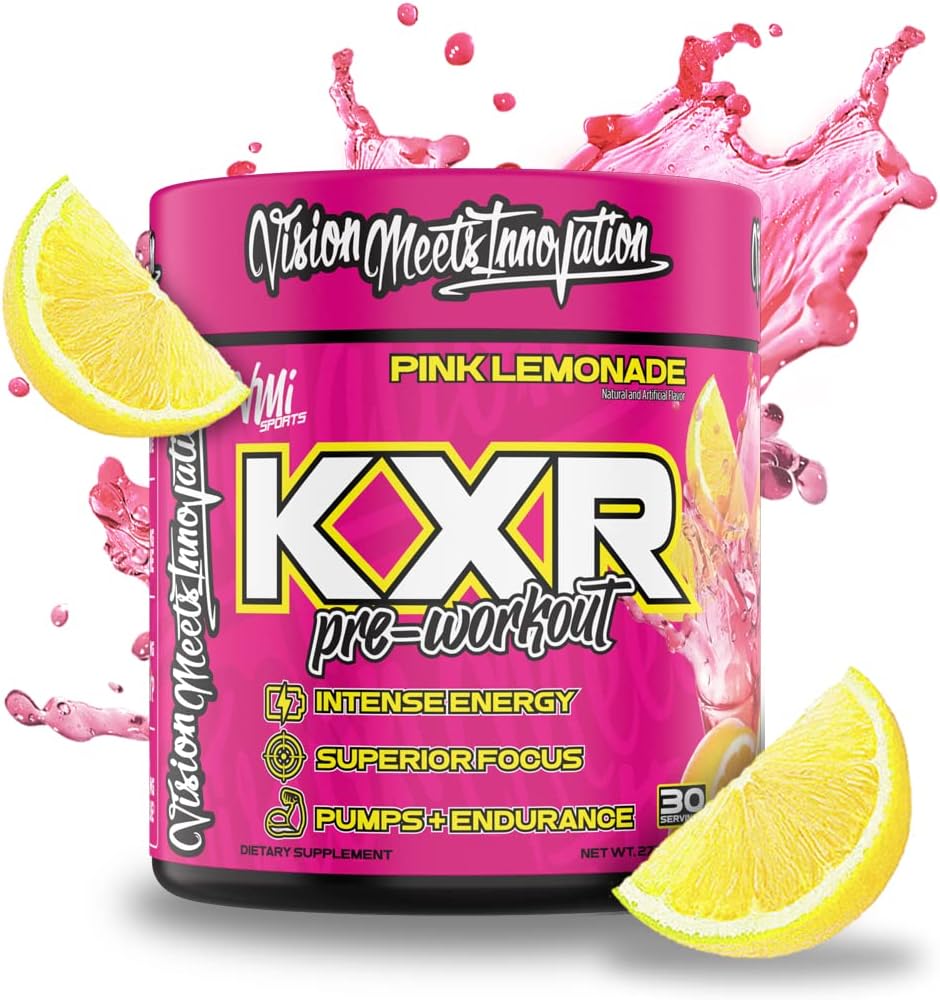 KXR poudre d'énergie de pré-entraînement de l'énergie de KXR Intense boisson de pré-entraînement pour les hommes et les femmes sans créatine d'améliorer la performance - Focus amélioré et l'endurance accrue de 30 portions (Pink Lemonade)
