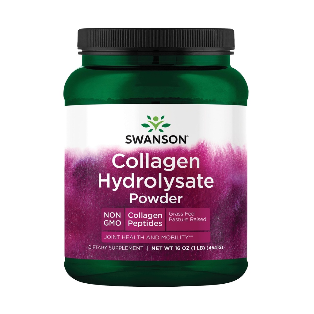 Poudre d'hydrolysate de collagène de Swanson High Plains - Poudre de peptides de collagène soutenant la santé des cheveux, de la peau, des ongles et des articulations - Protéines biodisponibles favorisant le soutien des os, des tissus et du cartilage - (1 lb)