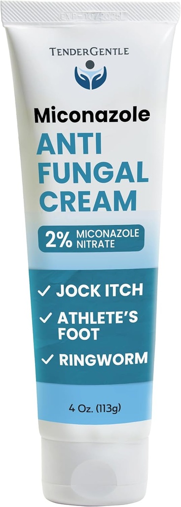 Crème antifongique Miconazole pour la peau - 4 oz de nitrate de Miconazole pour la démangeaison Jock, le pied d'athlète, les démangeaisons et la vermine