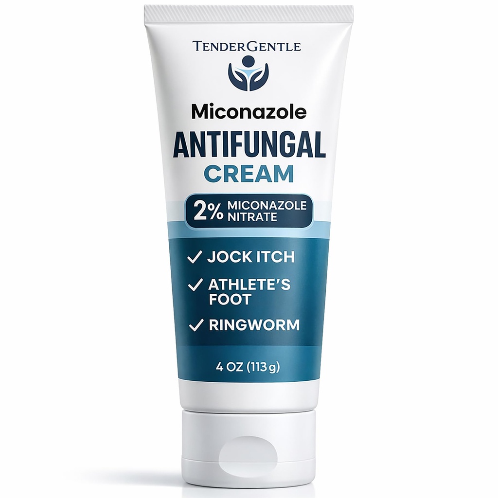 Crème antifongique Miconazole pour la peau - 4 oz de nitrate de Miconazole pour la démangeaison Jock, le pied d'athlète, les démangeaisons et la vermine
