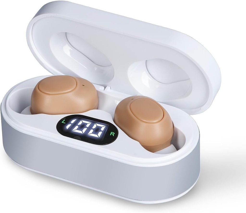 Aides auditives pour les aînés, amplificateurs d'audition rechargeables avec annulation de bruit, son cristallin clair, aides auditives invisibles OTC avec/cas de charge pour les adultes