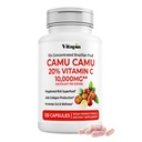 Camu Camu Organique Extrait de 20 % de capsules de vitamine C - Imune, Collagène, Soutien au métabolisme - 120 capsules de légumes - Non OGM, Sans gluten, Supplément végétalien