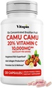 Camu Camu Organique Extrait de 20 % de capsules de vitamine C - Imune, Collagène, Soutien au métabolisme - 120 capsules de légumes - Non OGM, Sans gluten, Supplément végétalien