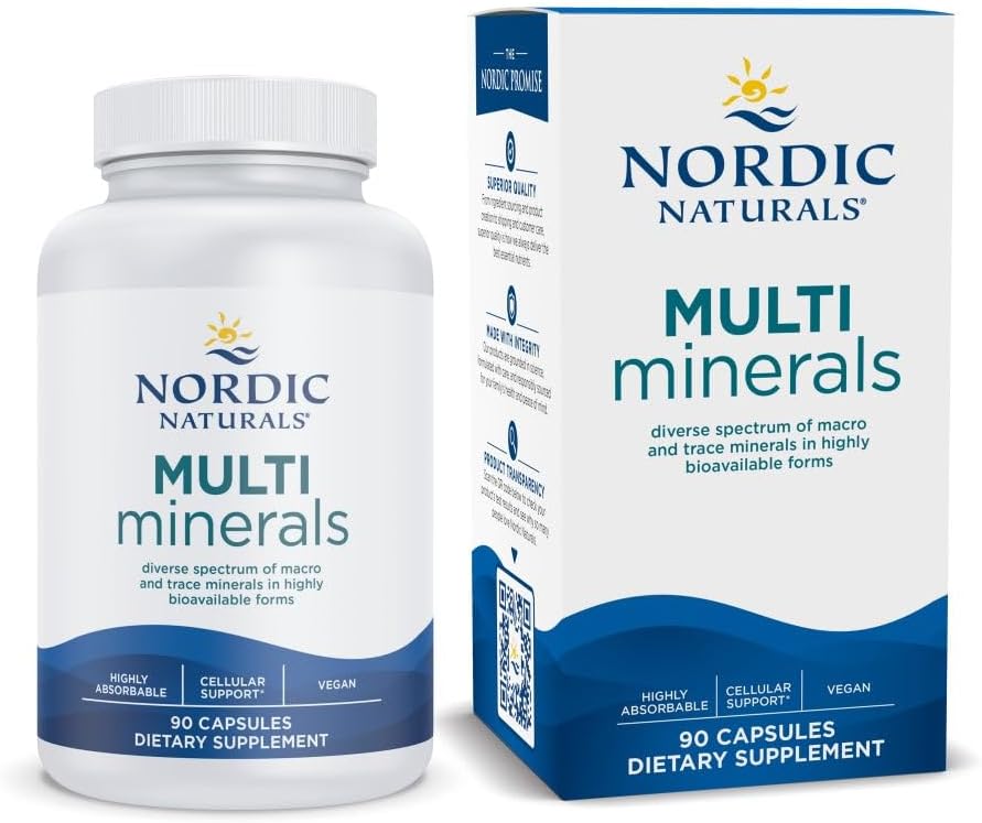 Nordic Naturals Multi Minerals, non aromatisé - 90 capsules - 11 minéraux essentiels - Santé et bien-être optimaux - Vegan certifié - Non-OGM - 30 portions