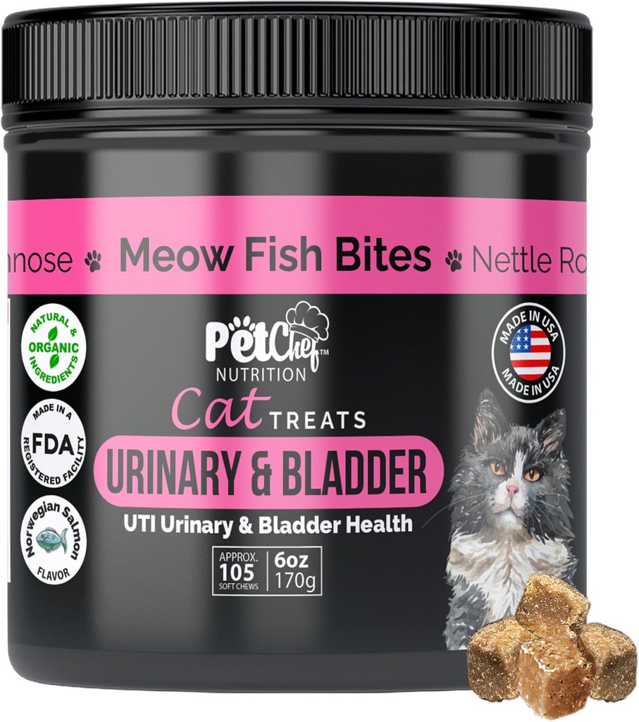 Animal Chef Urinaire Cat traite le soutien UTI faible-Calorie avec canneberge et probiotiques Holistic Rein & Bladder Health - Suppléments naturels pour les chats - Améliorer la digestion et la qualité des tabourets ingrédients organiques