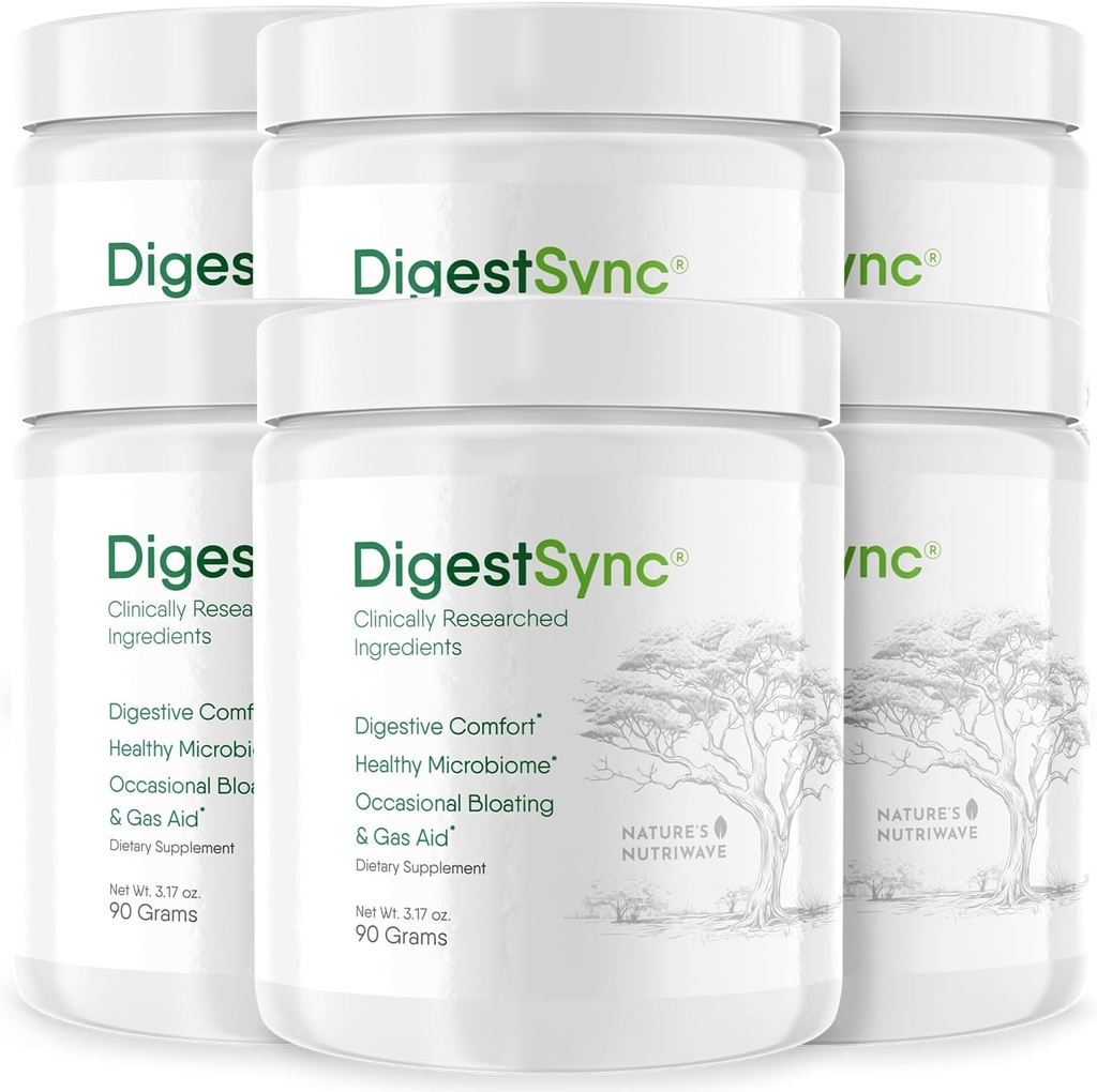 DigestSync Supplément Digestion pour Gut Health - Poudre naturelle pour le soutien digestif, Bloating Relief pour les femmes et les hommes, 100% poudre verte naturelle - 6 mois d'approvisionnement