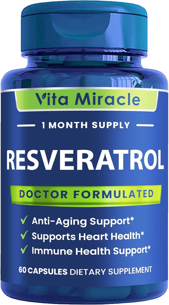 Supplément Resveratrol 1200mg High Potency - Resveratrol Trans organique avec absorption accrue pour suppléments de santé cellulaires et cognitifs - Non OGM Comparer Ce 1200 mg pour les autres 500mg ou 1000mg