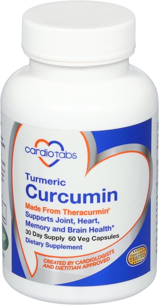 Curcumine curcumine - Supplément articulaire, cardiaque, mémoire et cerveau avec 600 mg de Theracurmin, suppléments de Curcumine hautement absorbants, 60 curcumine végétarienne et capsules curcumines, 30 jours d'approvisionnement