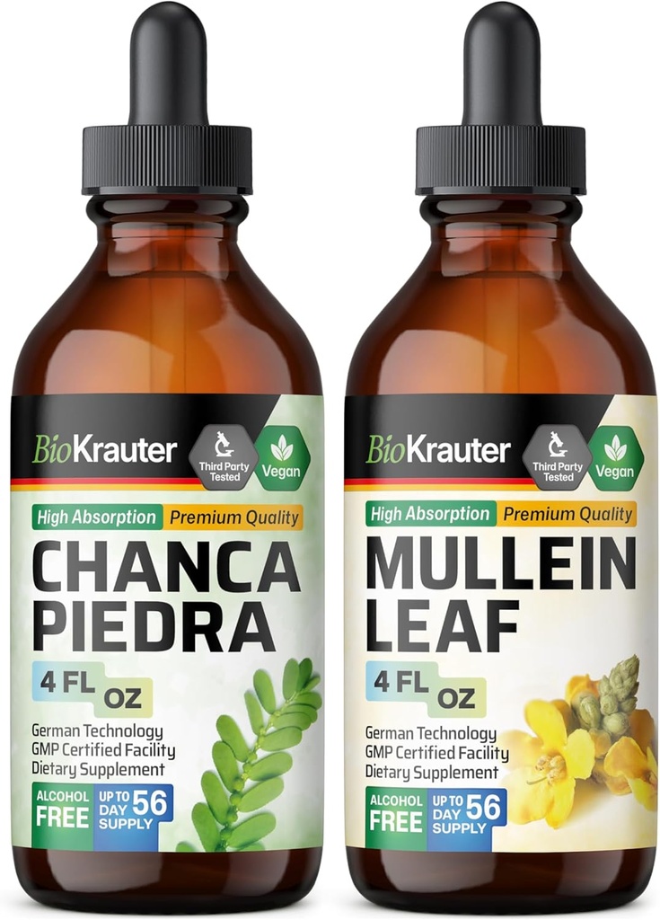 BIO KRAUTER Chanca Piedra Teinture 4 Fl. Oz. & Mullein Teinture 4 Fl. Oz.