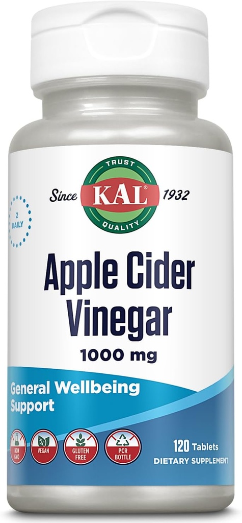 KAL Apple Cider Vinegar Capsules, 500 mg, 120 Count