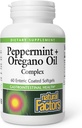 Facteurs naturels, Peppermint & Oregano Oil Complex, Aide digestive pour la santé gastro-intestinale, 60 softgels